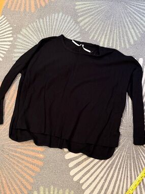 Anthropologie Black Thermal Long-Sleeve Top